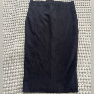 Chic Black Ribbed  Pencil Skirt